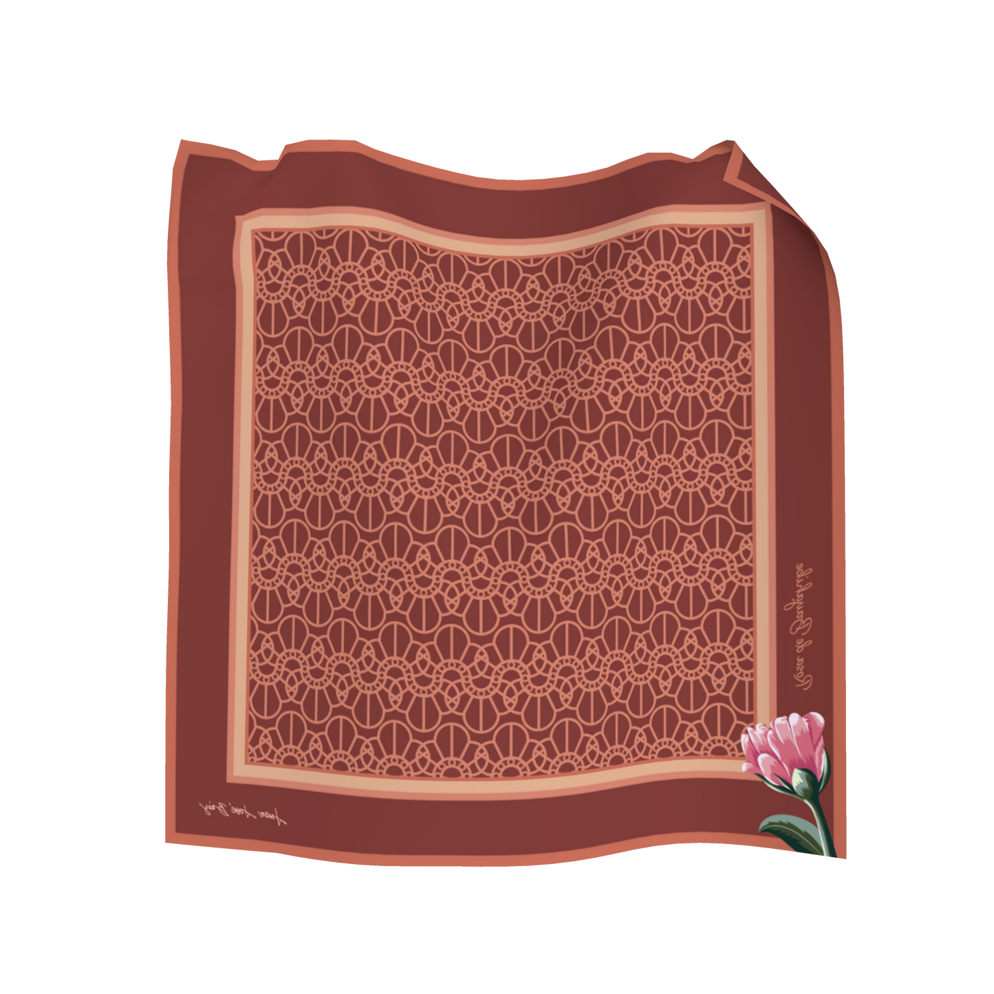 Terracotta Silence Pocket Square Silk-Cotton