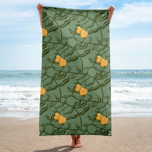 Olive Branch Pattern Super Soft Towel in Green Amulet