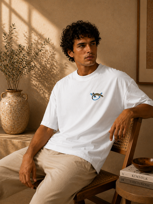 Pedernales Pigmea Lizard Unisex organic oversized high neck t-shirt