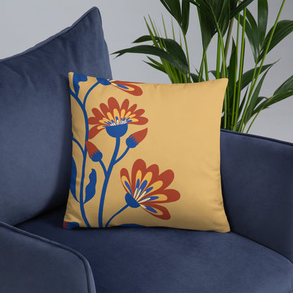 Aster Flower Pattern in Fawn Yellow Accent Pillow