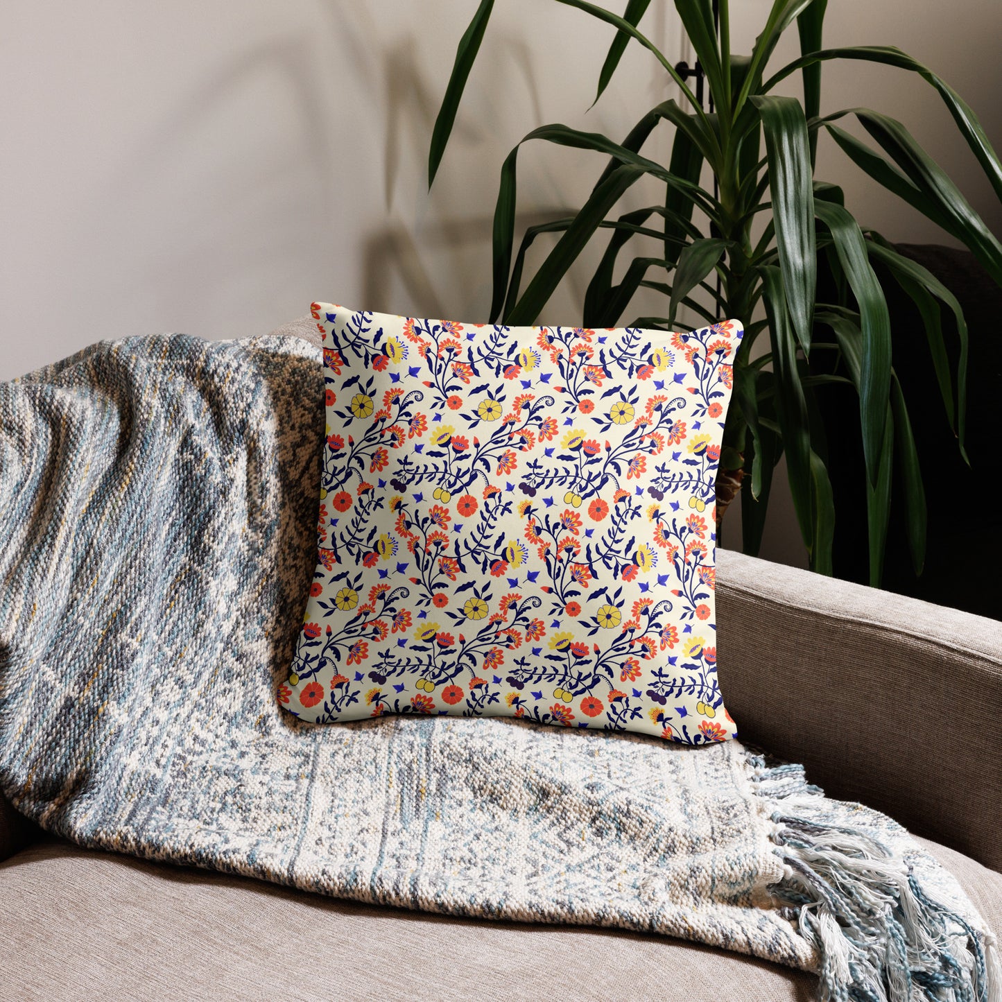 Whimsical Summer Floral Accent Pillow