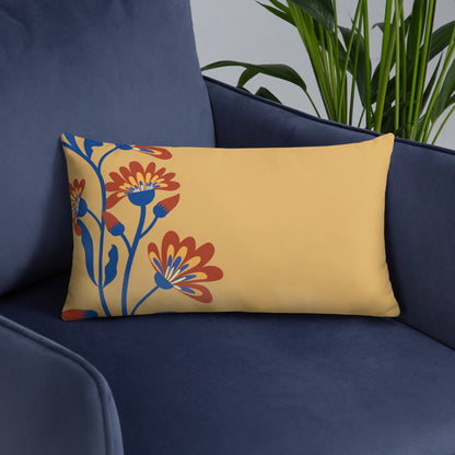 Aster Flower Pattern in Fawn Yellow Accent Pillow