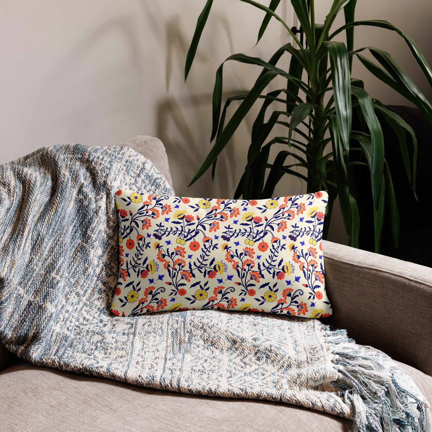 Whimsical Summer Floral Accent Pillow