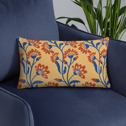 Aster Flower Pattern in Fawn Yellow Accent Pillow