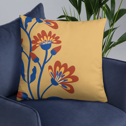 Aster Flower Pattern in Fawn Yellow Accent Pillow