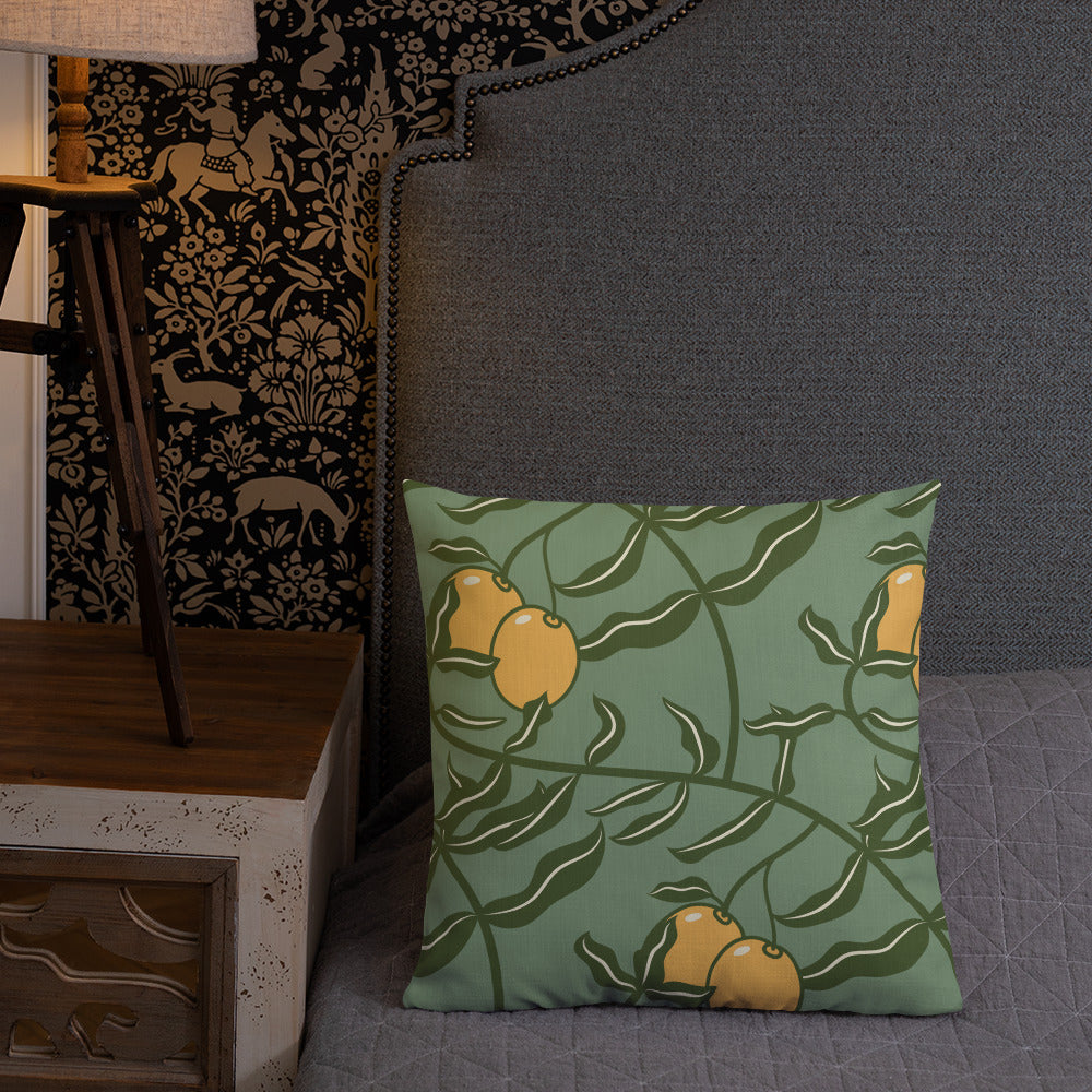 Olive Branch Amulet Green Premium Pillow