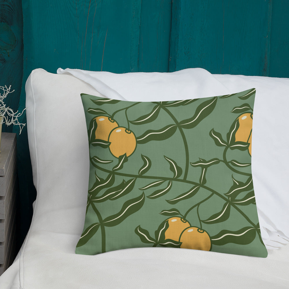 Olive Branch Amulet Green Premium Pillow