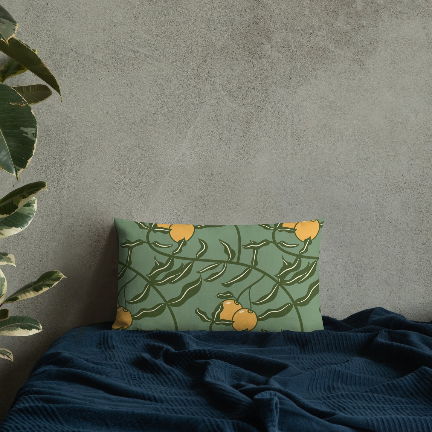 Olive Branch Amulet Green Premium Pillow