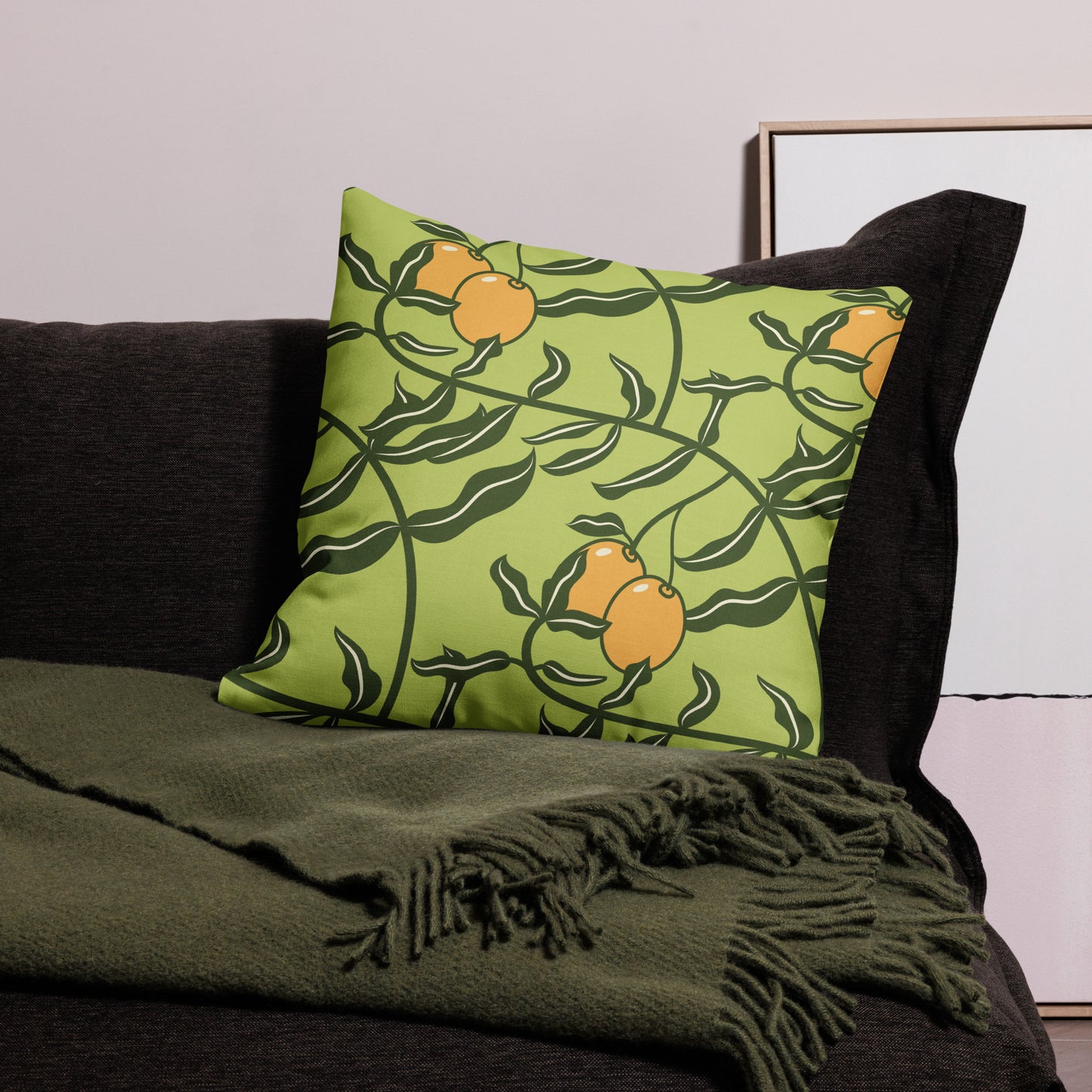 Olive Branch Willow Green Premium Pillow