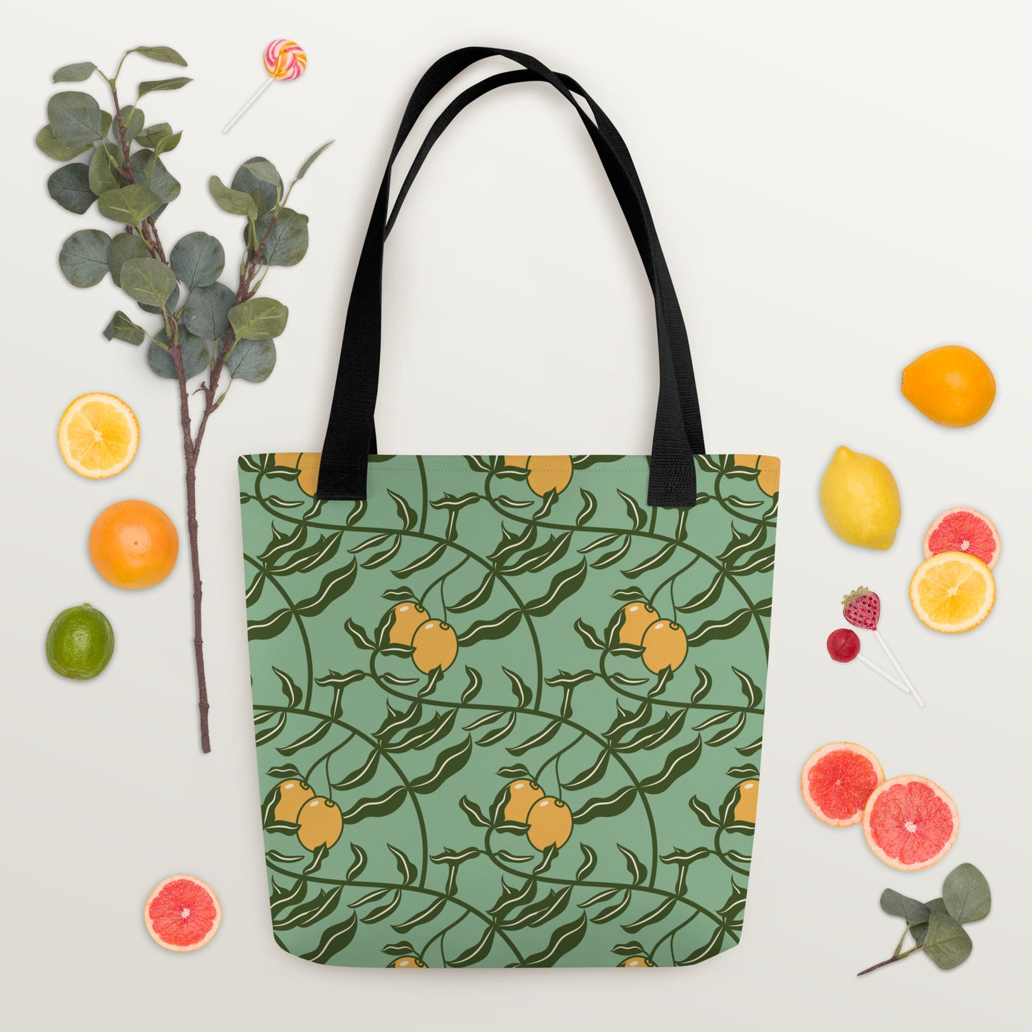 Stylish and Functional Olive Branch Pattern Tote Bag in Dark Sea Green