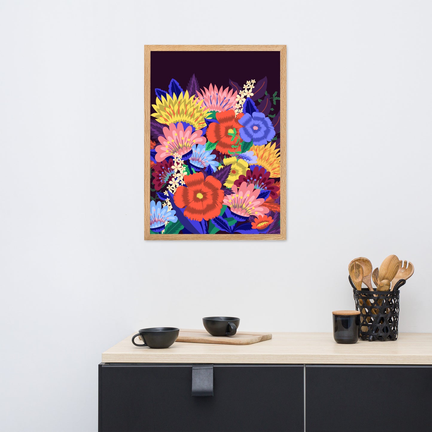 Magnificent Floral Framed Premium Matte Paper Poster (CM)