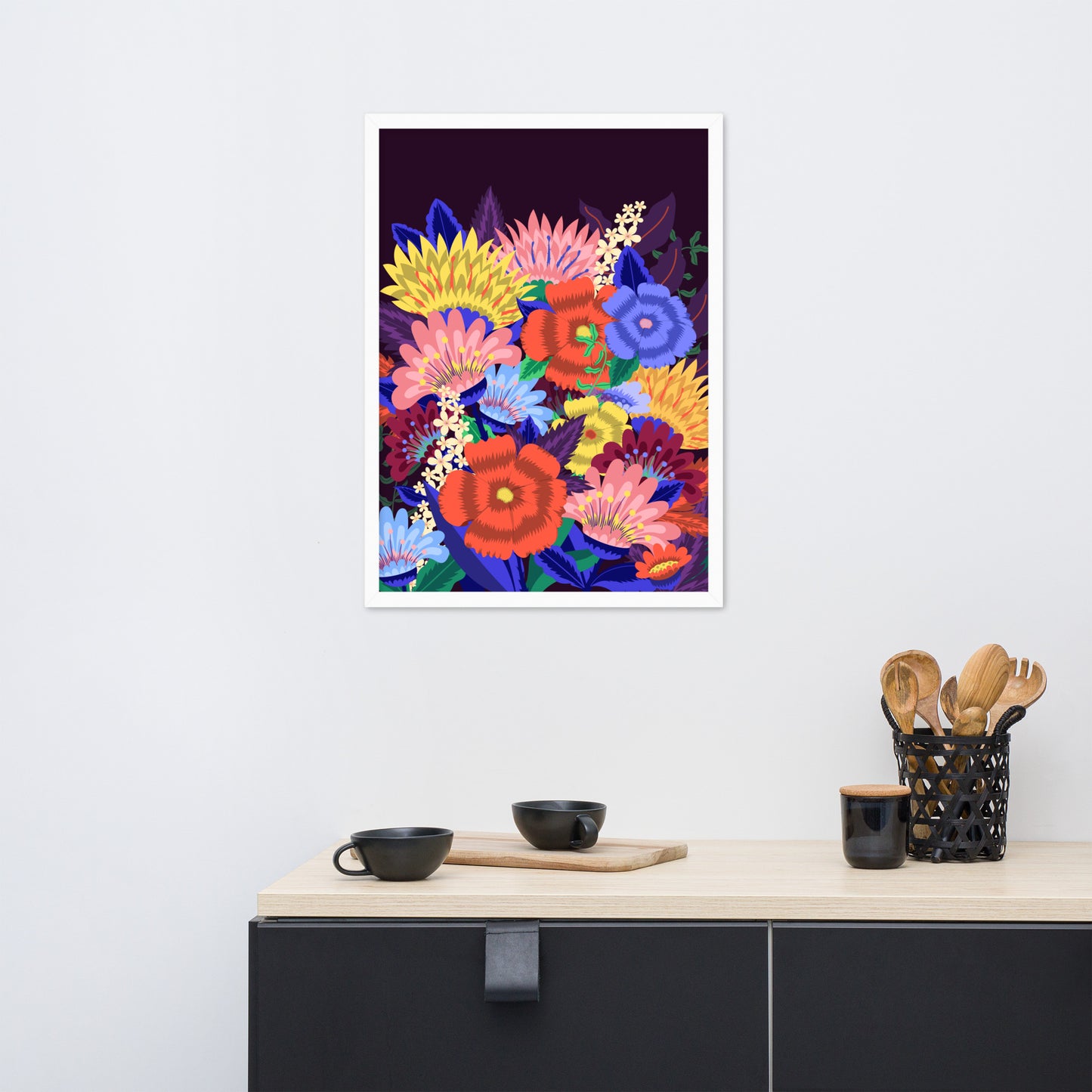 Magnificent Floral Framed Premium Matte Paper Poster (CM)