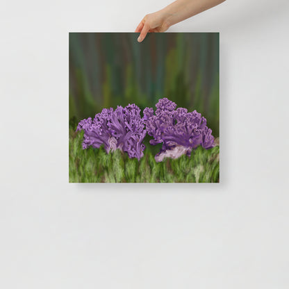 Violet Coral Mushroom Premium Paper Poster (INCHES)