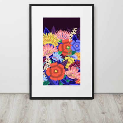 Magnificent Floral Premium Matte Paper Framed Poster With Mat