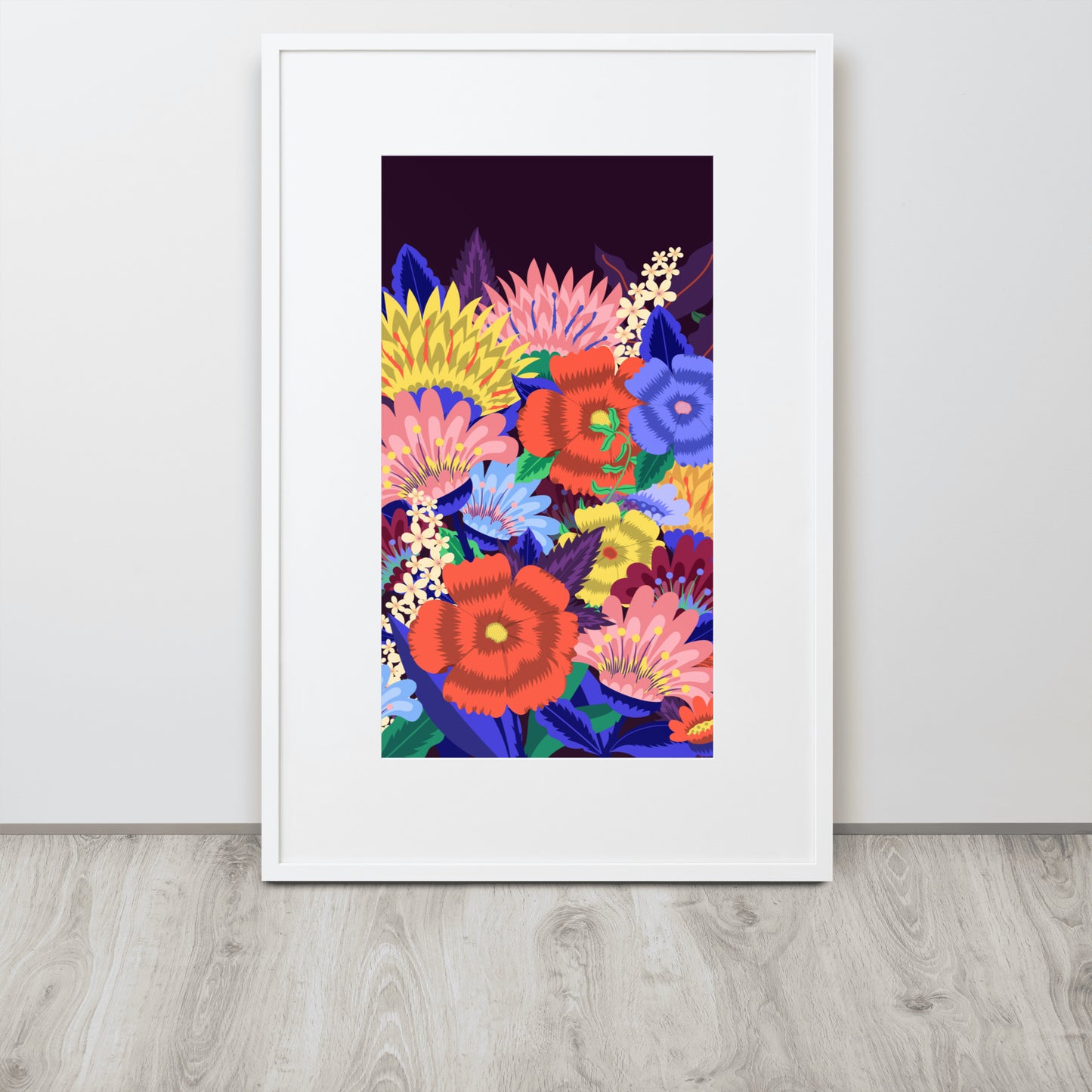 Magnificent Floral Premium Matte Paper Framed Poster With Mat