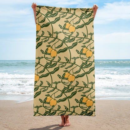 Olive Branch Pattern Super Soft Towel in Gold