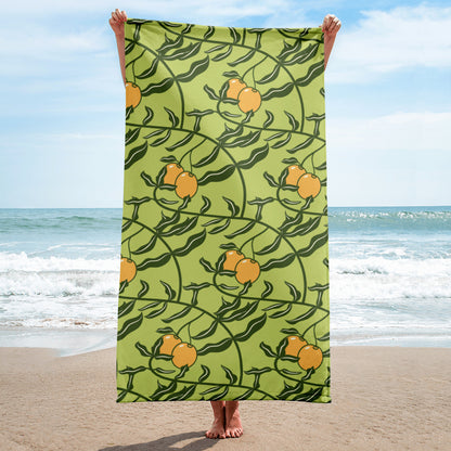 Olive Branch Pattern Super Soft Towel in Green Willow